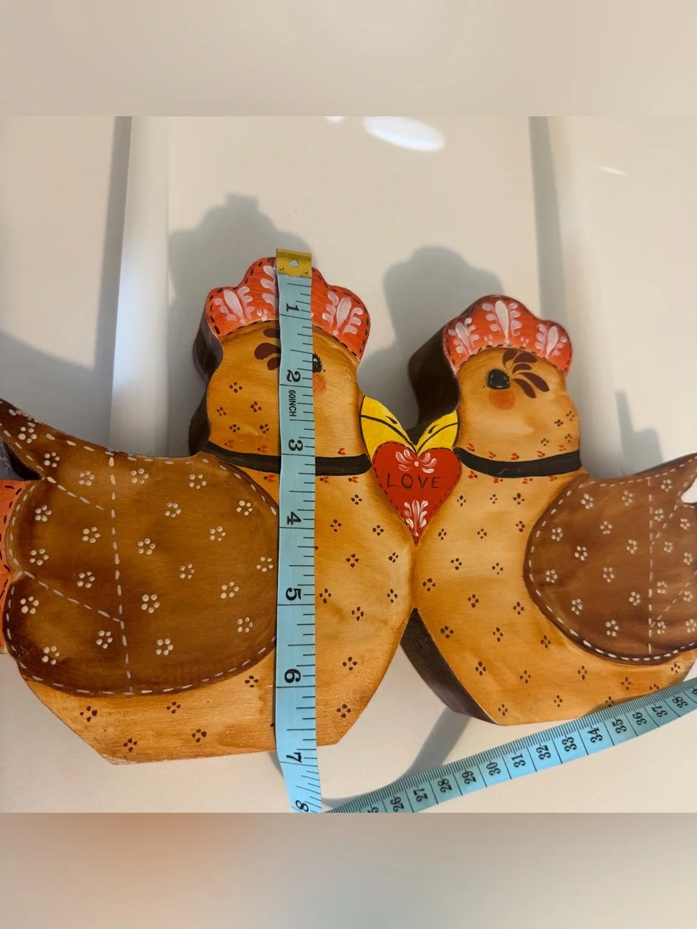 Vintage Hand Painted On Both Side Hen Chicken Candleholder Cottagecore 12X7”